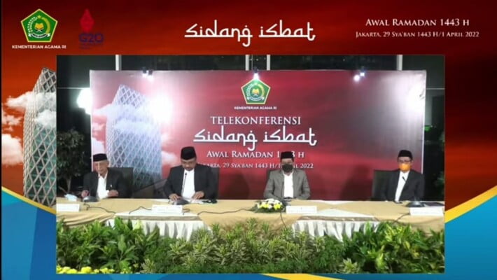 Sidang isbat yang digelar Kementerian Agama. (Foto: YouTube Kemenag).