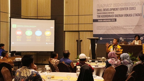 Pj. Bupati Sumedang Herman Suryatman menjadi narasumber dalam rakor Skill Develoving Center (SDC) di Bekasi, Kamis (17/11/2023).