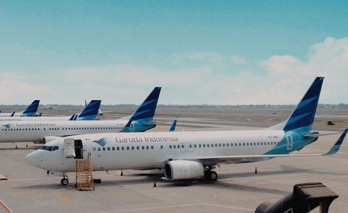 Pesawat Garuda Indonesia di Bandara Soekarno Hatta.