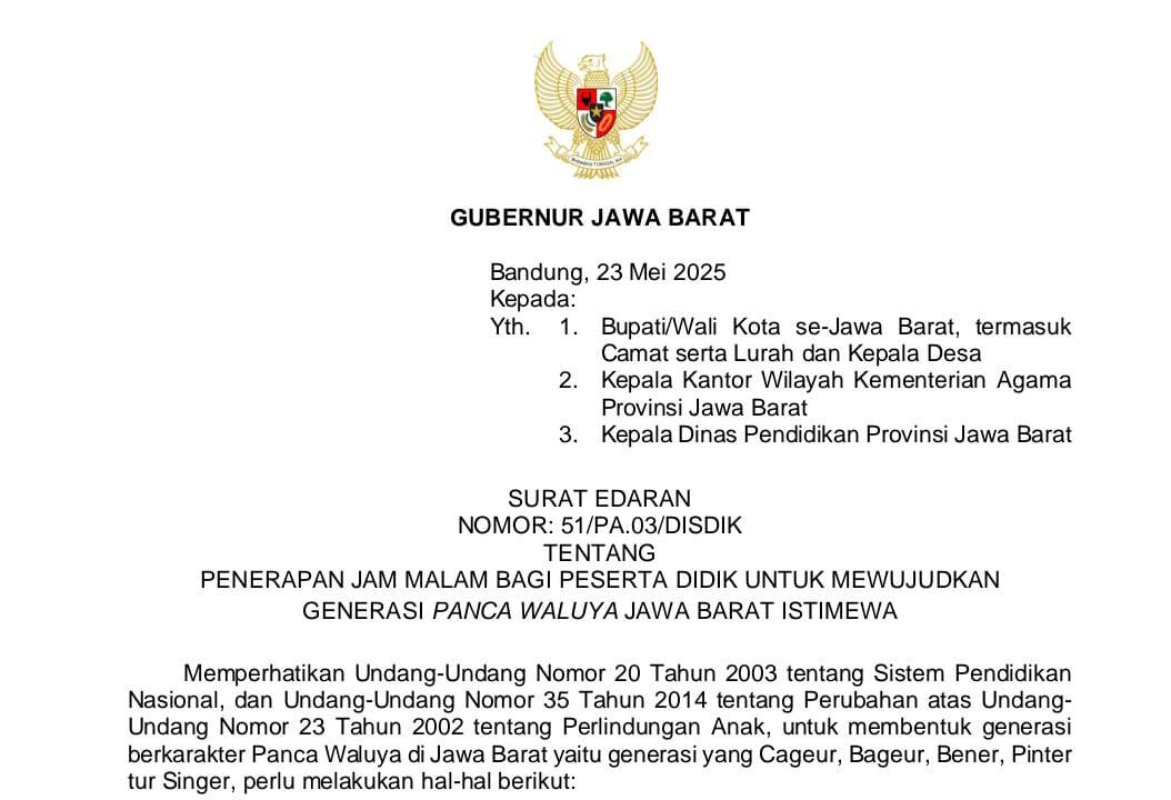 Surat Edaran yang beredar di Media Sosial.