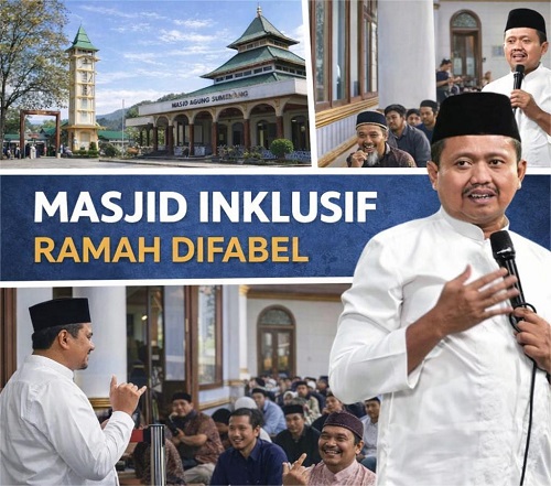 Bupati Sumedang Dony Ahmad Munir menyampaikan apresiasi kepada Dewan Kemakmuran Masjid Masjid Agung Sumedang (DKM) atas komitmen dan keistiqomahan dalam mewujudkan masjid yang ramah difabel.